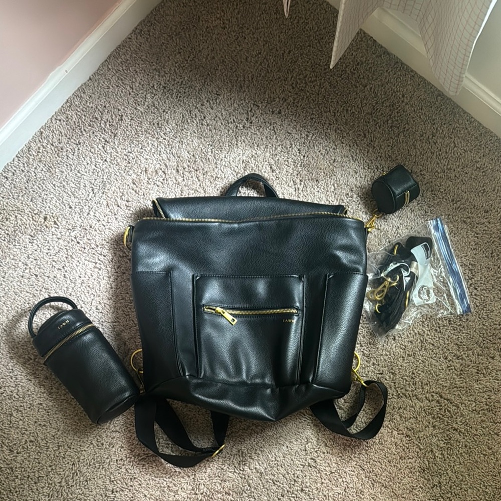 Black Backpack with Gold Accents